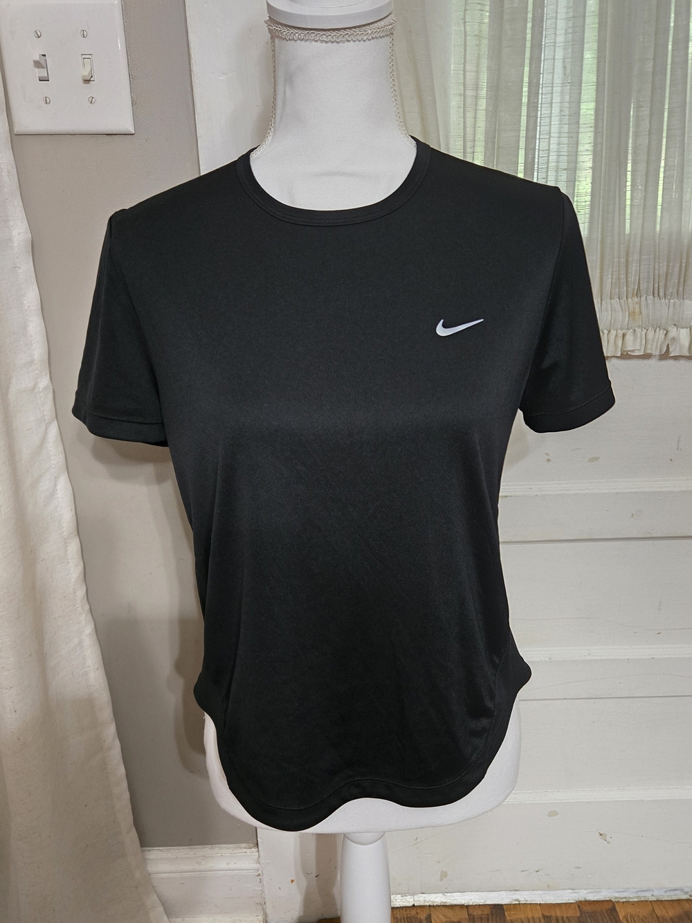 Nike Black Short Sleeve Dri-FIT Crew Tee with White Swoosh